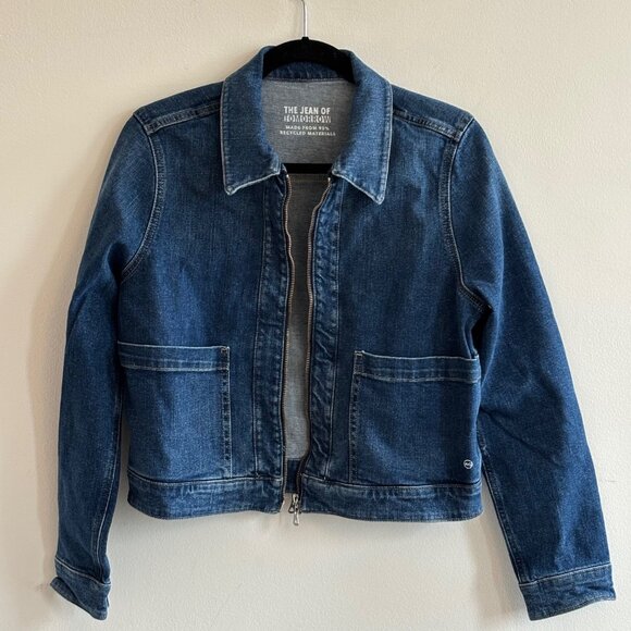 NEW AG Alix Cropped Denim Jacket  - Size Medium - Zip Front Vintage Workwear S - Picture 2 of 7